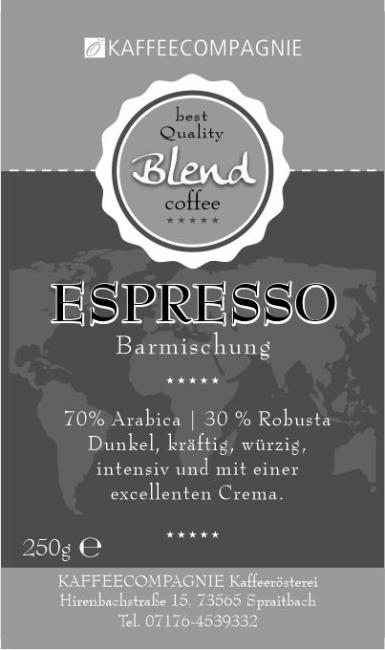 Espresso Barmischung (70% Arabica / 30% Robusta)