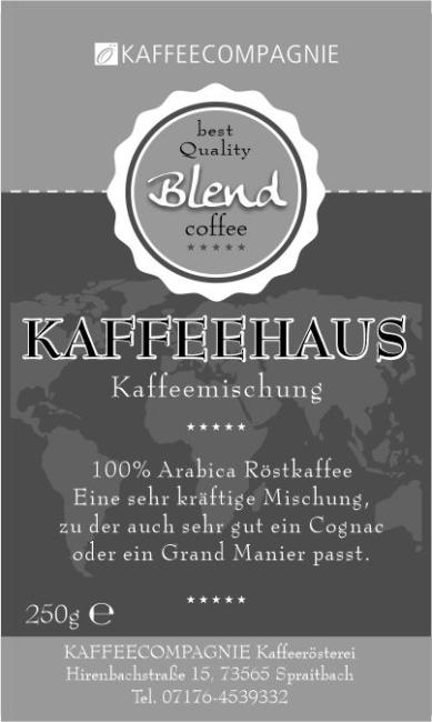 Kaffeehaus Mischung (80 % Arabica / 20 % Robusta)